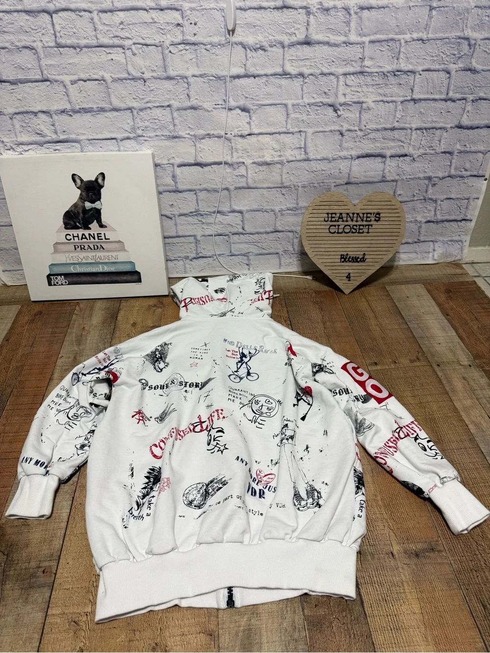 Via Delle Rose Graffiti-Style Artwork Vdr Beyaz Hooded Jacket — image 7 of 8
